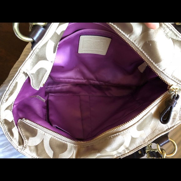 COACH Madison Tote Bag Purse Light Khaki Handbag - Picture 5 of 8